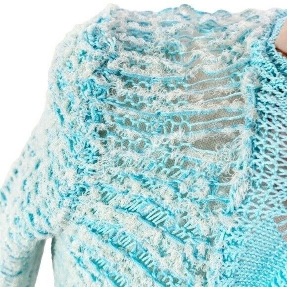 ACNE STUDIOS Blue Textured Cotton Weave Cardigan Blue XS NWT flaw - Picture 8 of 16